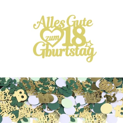 Gleevio Geburtstagstorten-Deko-Set mit Glitzer-Tortendeko und 100 Stück Konfetti (18) von Gleevio