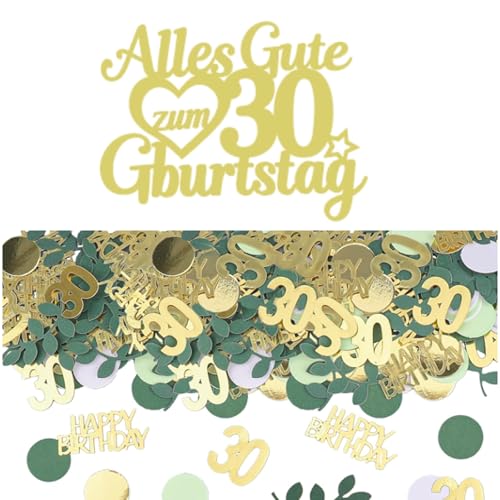 Gleevio Geburtstagstorten-Deko-Set mit Glitzer-Tortendeko und 100 Stück Konfetti (30) von Gleevio