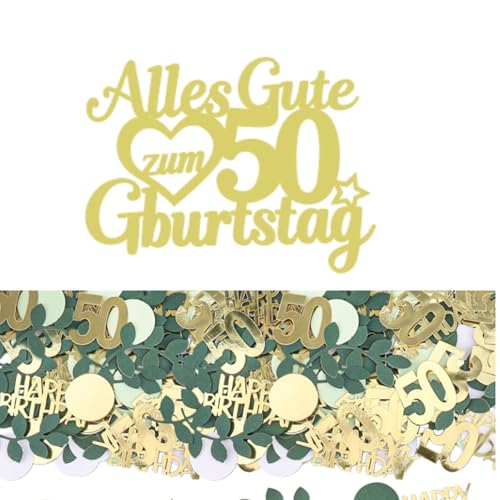 Gleevio Geburtstagstorten-Deko-Set mit Glitzer-Tortendeko und 100 Stück Konfetti (50) von Gleevio