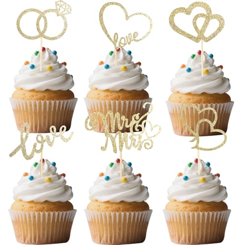Gleevio Hochzeit Cupcake Topper, 24 Stück, Gold Gleevio Hochzeit Cupcake Topper, 24 Stück, Gold von Gleevio