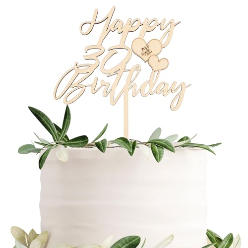 Gleevio Holz Tortendeko 30 Geburtstag Frau Mann,Cake Topper 30 Geburtstag Deko,Happy 30th Birthday Kuchen Deko 30 Geburtstag Mann,Torten Topper 30 Jahre 4 mm Dicke,Kuchen Topper 30 Geburtstag Frauen von Gleevio