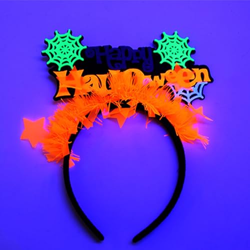 Gleevio Leuchtend Halloween Haarreif Kinder Erwachsene,Neon Haarband Halloween Haarschmuck,Leuchtend Spinnennetz Kopfschmuck Damen,Spinnennetz Haarreif Kostüm Zubehör Halloweenparty Cosplay Karneval von Gleevio
