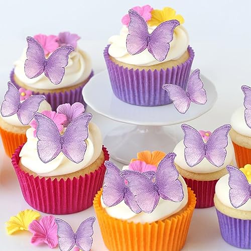 Gleevio Lila Schmetterling Kuchen Dekorationen, 48 Stück, für Hochzeit, Geburtstag, Taufe Gleevio Lila Schmetterling Kuchen Dekorationen, 48 Stück, für Hochzeit, Geburtstag, Taufe von Gleevio