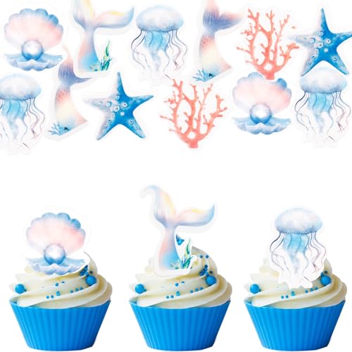 Gleevio Meerjungfrau Cupcake Topper für Kindergeburtstag, Meeresparty Gleevio Meerjungfrau Cupcake Topper für Kindergeburtstag, Meeresparty von Gleevio