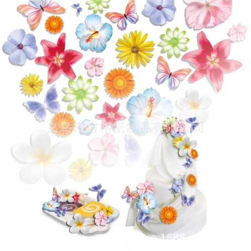 Gleevio Schmetterling und Blumen Tortendeko, 60 Stück für Hochzeit, Geburtstag, Taufe Gleevio Schmetterling und Blumen Tortendeko, 60 Stück für Hochzeit, Geburtstag, Taufe von Gleevio