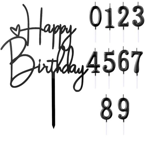 Gleevio Schwarz Happy Birthday Tortendeko mit Geburtstagskerzen Zahlen 0-9, Tortendeko Geburtstag, Cake Topper Happy Birthday Deko Torte, Acryl Kuchendeko Geburtstag 1,6,7,9,18,20,30,40,50,60 Gleevio Schwarz Happy Birthday Tortendeko mit Geburtstagskerzen Zahlen 0-9, Tortendeko Geburtstag, Cake Topper Happy Birthday Deko Torte, Acryl Kuchendeko Geburtstag 1,6,7,9,18,20,30,40,50,60 von Gleevio