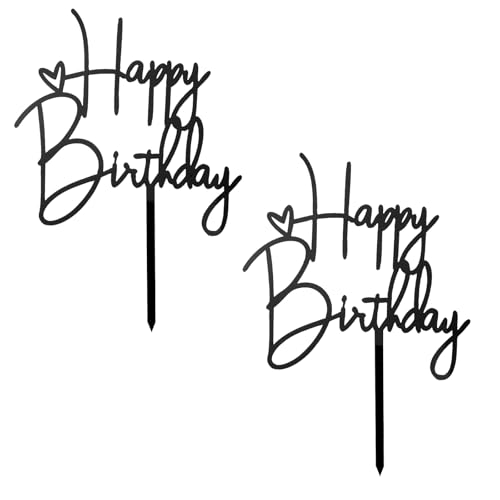 Gleevio Schwarz Happy Birthday Tortendeko, 2 Stk Tortendeko Geburtstag, Cake Topper Geburtstag aus Acryl, Happy Birthday Kuchen Deko, Geburtstagstorte Deko für Mädchen Jungen Frauen Mann 10x14,5cm Gleevio Schwarz Happy Birthday Tortendeko, 2 Stk Tortendeko Geburtstag, Cake Topper Geburtstag aus Acryl, Happy Birthday Kuchen Deko, Geburtstagstorte Deko für Mädchen Jungen Frauen Mann 10x14,5cm von Gleevio