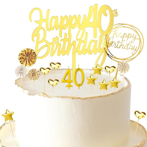 Gleevio Tortendeko 40 Geburtstag Frau Mann,18 Stück Cake Topper 40. Geburtstag Mann,Happy 40th Birthday Kuchendeko 40. Geburtstag Deko mit Geburtstagskerzen 40,Gold Torten Deko 40 Geburtstag Männer Gleevio Tortendeko 40 Geburtstag Frau Mann,18 Stück Cake Topper 40. Geburtstag Mann,Happy 40th Birthday Kuchendeko 40. Geburtstag Deko mit Geburtstagskerzen 40,Gold Torten Deko 40 Geburtstag Männer von Gleevio