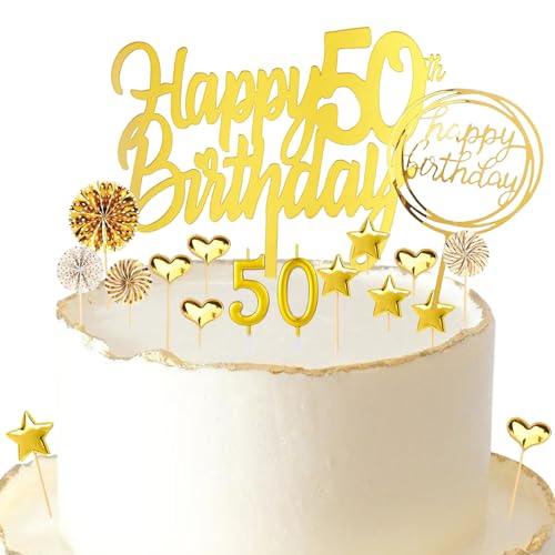 Gleevio Tortendeko 50 Geburtstag Mann Frau,18 Stück Happy 50th Birthday Cake Topper 50 Geburtstag Deko,Kuchen Topper Geburtstag 50 Jahre mit Geburtstagskerzen,Kuchendeko 50. Geburtstag Männer Frauen Gleevio Tortendeko 50 Geburtstag Mann Frau,18 Stück Happy 50th Birthday Cake Topper 50 Geburtstag Deko,Kuchen Topper Geburtstag 50 Jahre mit Geburtstagskerzen,Kuchendeko 50. Geburtstag Männer Frauen von Gleevio