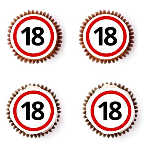 Gleevio Verkehrszeichen Cupcake Topper, 48 Stück, 4,5 cm, mit Aufbewahrungsbox (18) von Gleevio