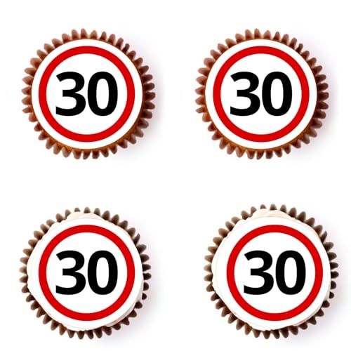 Gleevio Verkehrszeichen Cupcake Topper, 48 Stück, 4,5 cm, mit Aufbewahrungsbox (30) von Gleevio