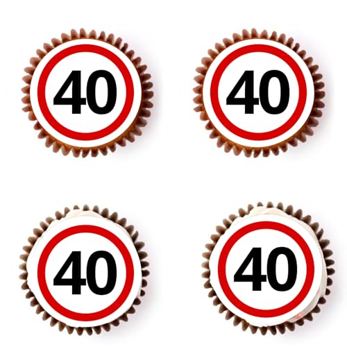 Gleevio Verkehrszeichen Cupcake Topper, 48 Stück, 4,5 cm, mit Aufbewahrungsbox (40) von Gleevio