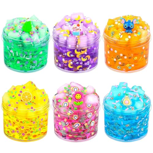 Kristall Schleim Set, 6 Stück 6 Farben Glitzer Schleim,Transparenter Glibber Spielzeug,Stressabbau Sensorik Spiel Mit Obst Hängende Dekoration, Geburtstag Weihnachten Kristall Schleim Set, 6 Stück 6 Farben Glitzer Schleim,Transparenter Glibber Spielzeug,Stressabbau Sensorik Spiel Mit Obst Hängende Dekoration, Geburtstag Weihnachten von GlibberToy