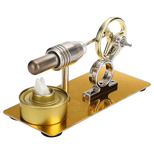 Glimetal Stirlingmotor Bausatz Modell, Externer Verbrennungsmotor Motormodell Physik Wissenschaft Bildung Spielzeug, Niedriger Temperatur Motor Lernspielzeug-Gold von Glimetal