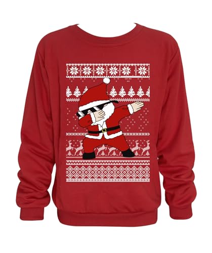 Glimnerize Weihnachten Kinder 3D Sweatshirt Weihnachtspullover Christmas Weihnachtsmann Rundhals Pullover Rot - Weihnachtsmann 150 von Glimnerize