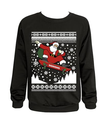 Glimnerize Weihnachten Kinder Santa Sweatshirt Weihnachtsmann Weihnachtspullover Christmas Rundhals Pullover Schwarz - Skateboard Weihnachtsmann 110 Glimnerize Weihnachten Kinder Santa Sweatshirt Weihnachtsmann Weihnachtspullover Christmas Rundhals Pullover Schwarz - Skateboard Weihnachtsmann 110 von Glimnerize