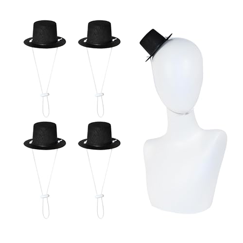 Gliquran 4 Stück Mini-Oberteil mit Schnurhut, kleine Hüte für Kostüm, Basteln, Clown, Schneemann, Hut, Stirnband, Urlaubskostüm-Zubehör Gliquran 4 Stück Mini-Oberteil mit Schnurhut, kleine Hüte für Kostüm, Basteln, Clown, Schneemann, Hut, Stirnband, Urlaubskostüm-Zubehör von Gliquran