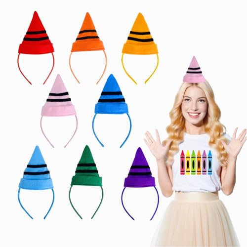 Gliquran 8 Packungen Buntstift-Kostüm-Stirnband, Filzkegel, Buntstift, Hut, Stirnband, Halloween-Kostüm, Zubehör, Partyzubehör von Gliquran