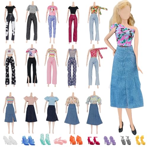 30-teiliges Puppen-Outfit und Zubehör, 29,1 cm Puppenkleidungskollektion, einschließlich 3 Kleider, 7 Hosen, 10 Oberteile und 10 Paar Schuhe für Mädchen, Geburtstagsgeschenke 30-teiliges Puppen-Outfit und Zubehör, 29,1 cm Puppenkleidungskollektion, einschließlich 3 Kleider, 7 Hosen, 10 Oberteile und 10 Paar Schuhe für Mädchen, Geburtstagsgeschenke von Glirop