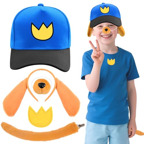5-teiliges Kinder-Hundekostüm-Set, ausgefallenes Tierhelden-Zubehör mit blauer Welpenkappe, Krone, Aufnäher, Hundeohren, Stirnband, Nasenschwanz für Mädchen, Jungen, Geburtstag, Rollenspiel, Halloween 5-teiliges Kinder-Hundekostüm-Set, ausgefallenes Tierhelden-Zubehör mit blauer Welpenkappe, Krone, Aufnäher, Hundeohren, Stirnband, Nasenschwanz für Mädchen, Jungen, Geburtstag, Rollenspiel, Halloween von Glirop