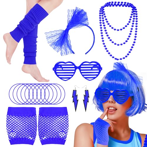 80er Jahre Kostüm Zubehör Set, 1980er Jahre Retro Kostüm Kit mit Schleife Stirnband Beinstulpen Fischnetz Handschuhe Ohrringe Halskette für Frauen Mädchen 80er Jahre Mottoparty Junggesellinnenabschied 80er Jahre Kostüm Zubehör Set, 1980er Jahre Retro Kostüm Kit mit Schleife Stirnband Beinstulpen Fischnetz Handschuhe Ohrringe Halskette für Frauen Mädchen 80er Jahre Mottoparty Junggesellinnenabschied von Glirop