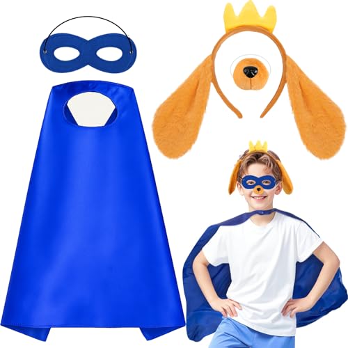Glirop 5-teiliges Kinder-Hunde-Kostüm-Set, Tierhelden-Kostüm, Zubehör mit Umhang, Maske, Nase, Ohren, Stirnband mit Krone für Jungen, Mädchen, Herren, Damen, Halloween, Welttag des Buches, Cosplay Glirop 5-teiliges Kinder-Hunde-Kostüm-Set, Tierhelden-Kostüm, Zubehör mit Umhang, Maske, Nase, Ohren, Stirnband mit Krone für Jungen, Mädchen, Herren, Damen, Halloween, Welttag des Buches, Cosplay von Glirop