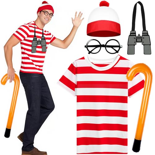 Glirop Rot und Weiß gestreiftes Zubehör-Set mit T-Shirt (2XL) von Glirop