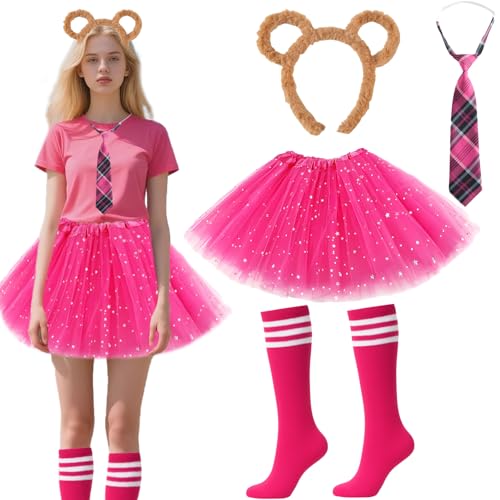 Glirop Streifenhörnchen-Kostüm, Unisex-Maus-Kostüm, Zubehör für Kinder, Erwachsene, Weltbuchtagskostüme (Rosarot) von Glirop