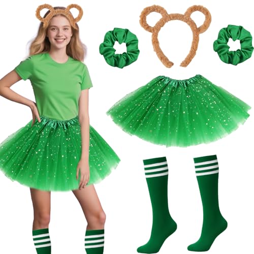 Streifenhörnchen-Kostüm, Unisex-Maus-Kostüm, Zubehör für Kinder, Erwachsene, Weltbuchtagskostüme (grün) von Glirop