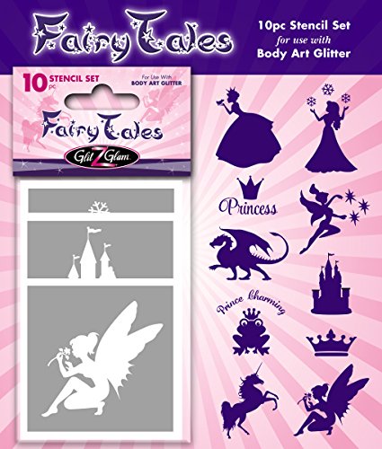 Märchen Tattoo Schablonen Set für Körperkunst & Glitter Tattoos von GlitZGlam