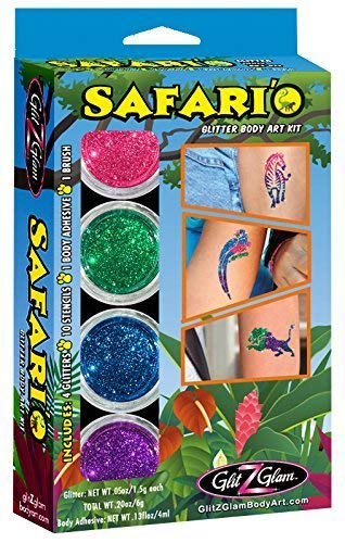 Safari'O Glitter Tattoo Set - Safari, Zoo und Dschungel Tier- Körperkunst von GlitZGlam