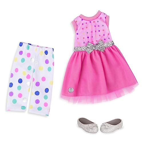 Glitter Girls Puppenkleidung 36 cm Puppen Glitzer Outfit – Kleid, Leggings und Schuhe – Zubehör für Puppen, Spielzeug ab 3 Jahren von Glitter Girls