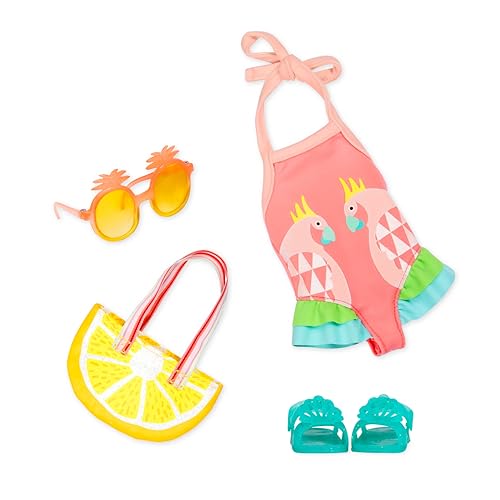 Glitzer Mädchen Puppenkleidung Badeoutfit für 36 cm Puppen – Badeanzug, Sonnenbrille, Strandtasche und Schuhe – Accessoires für Puppen, Spielzeug ab 3 Jahren von Glitter Girls