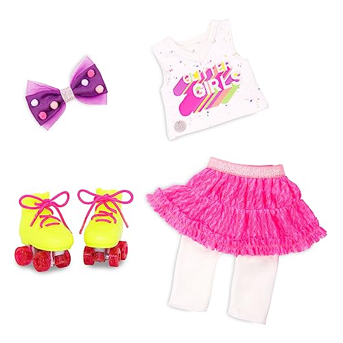 Glitter Girls Deluxe Puppenkleidung 36 cm Puppen – Roller Skating Outfit – Rock, Leggings, Top, Rollschuhe, Schleife (6 Teile) Spielzeug ab 3 Jahren von Glitter Girls