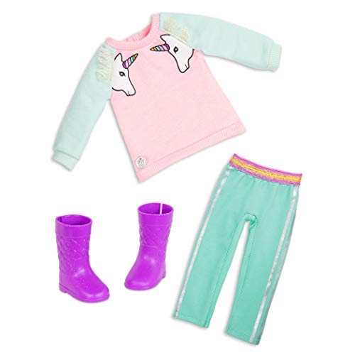 Glitter Girls Puppenkleidung 36 cm Puppen Einhorn Outfit – Pullover in Pastellfarben, Leggings, und Schuhe – Zubehör für Puppen, Spielzeug ab 3 Jahren von Glitter Girls