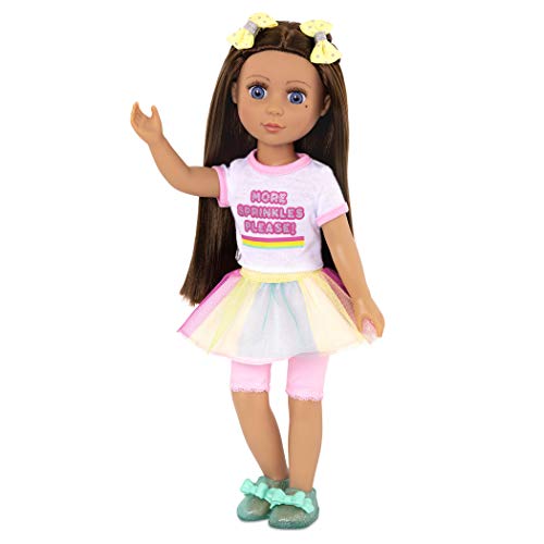 Glitter Girls Puppe Kika – Bewegliche 36 cm Puppe mit Puppenkleidung, Zubehör und braunen Langen Haaren zum Frisieren – Spielzeug ab 3 Jahren (7 Teile) von Glitter Girls