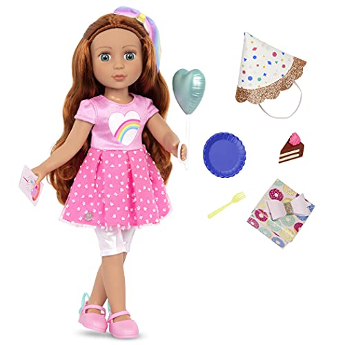 Glitter Girls Deluxe Geburtstag Puppe Cicely – Bewegliche 36 cm Puppe mit Geburtstagszubehör, Puppenkleidung, Zubehör und roten Langen Haaren zum Frisieren – Spielzeug ab 3 Jahren (13 Teile) von Glitter Girls