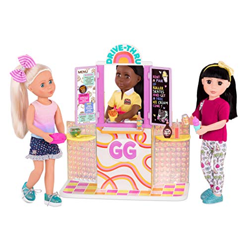 Glitter Girls Deluxe Drive-In Restaurant Fenster – Puppenzubehör für 36 cm Puppen mit Burger, Eis, Salat und mehr – für Kinder ab 3 Jahren (48 Teile) von Glitter Girls