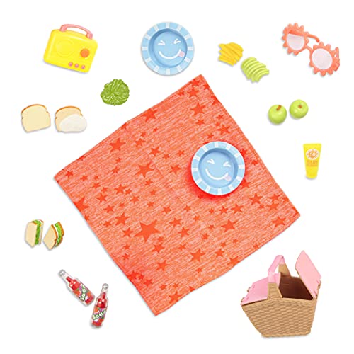 Glitter Girls Puppenzubehör – Picknick Zubehör Set mit Decke, Essen, Geschirr – Accessoires für 36 cm Puppen, Spielzeug für Kinder ab 3 Jahre (19 Teile) von Glitter Girls