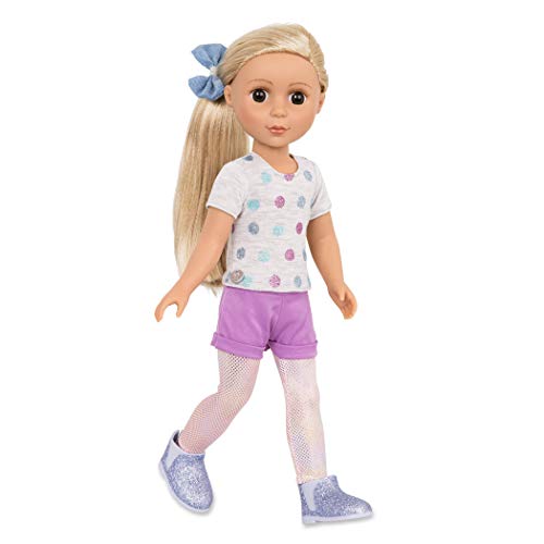 Glitter Girls Puppe Amy Lu – Bewegliche 36 cm Puppe mit Puppenkleidung, Zubehör und blonden langen Haaren zum Frisieren – Spielzeug ab 3 Jahren (7 Teile) von Glitter Girls