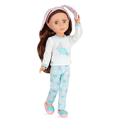 Glitter Girls Puppe Pixie – Bewegliche 36 cm Puppe mit Schlafanzug Puppenkleidung, Zubehör und rotbraunen Langen Haaren zum Frisieren – Spielzeug ab 3 Jahren (6 Teile) von Glitter Girls