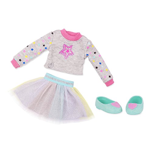 Glitter Girls Puppenkleidung 36 cm Puppen — Shine Bright Outfit — Rock, Pullover, Paar Schuhe, Tüllrock Outfit (3 Stück) von Glitter Girls