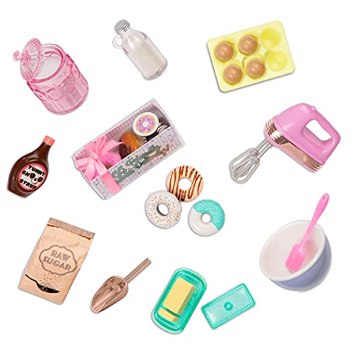Glitter Girls Puppenzubehör – Donut Backset mit Zutaten, Handrührgerät, Backform Zubehör und mehr – Accessoires für 36 cm Puppen, Spielzeug für Kinder ab 3 Jahre (23 Teile) von Glitter Girls