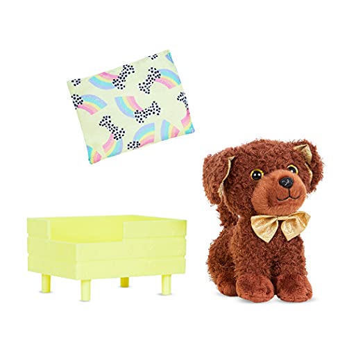 Glitter Girls Puppenzubehör – Kuscheltier Hund Zwergpudel Grizzly mit Hundebett und Hundekissen – Accessoires für 36 cm Puppen, Plüschtier Spielzeug für Kinder ab 3 Jahre (3 Teile) von Glitter Girls