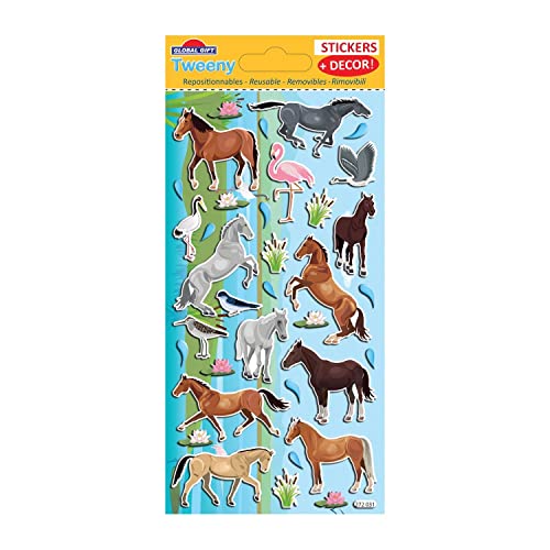 Dekotafel für Kinder, Pferde, selbstklebend, 3D von Global Gift