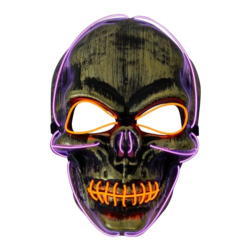 Global Gizmos 45979 Leuchtende Halloween-Totenkopf-Maske/Orange & Lila LED-Leuchten/Leichtes, langlebiges Material / 3 Lichtmodi Global Gizmos 45979 Leuchtende Halloween-Totenkopf-Maske/Orange & Lila LED-Leuchten/Leichtes, langlebiges Material / 3 Lichtmodi von Global Gizmos