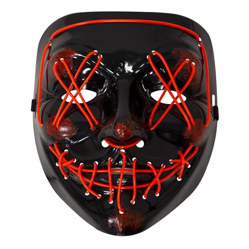 Global Gizmos 45989 Leuchtende Halloween Stichmaske/Rote LED-Lichter/Bequeme Schaumstoffpolsterung/Leichtes, strapazierfähiges Material/3 Lichtmodi Global Gizmos 45989 Leuchtende Halloween Stichmaske/Rote LED-Lichter/Bequeme Schaumstoffpolsterung/Leichtes, strapazierfähiges Material/3 Lichtmodi von Global Gizmos