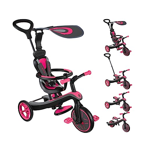 Globber - Explorer Trike 4-in-1 – Dreirad und Laufrad für Kleinkinder ab 10 m + bis 5 Jahren, Rosa von Globber