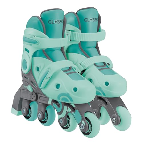GLOBBER Learning Skates 2in1, Inline- und Quad-Skates Kinder, verstellbar Gr.26-29, ABEC 9, Rollengröße 48x24 mm, Mint von Globber
