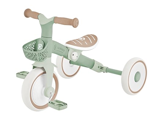 GLOBBER Learning Trike 2in1 Plus ECO – Dreirad und Laufrad für Kinder, 8/7 Zoll, TPR-Sattel höhenverstellb, Salbei grün von Globber